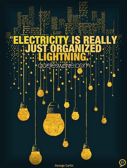 Electricity is really just organized lightning. | George Carlin Picture