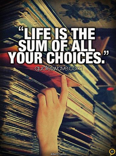 Life is the sum of all your choices. | Albert Camus Picture Quotes
