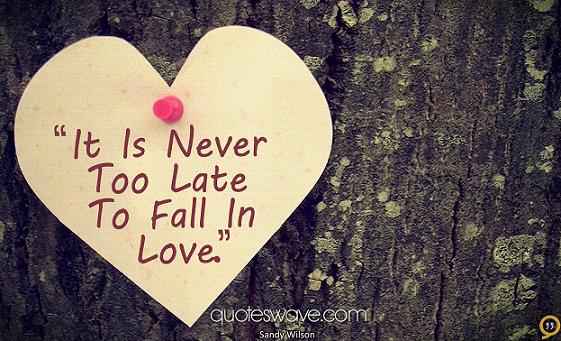 It is never too late to fall in love. | Sandy Wilson Picture Quotes