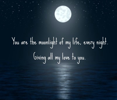 You are the moonlight of my life, every night. Giving all my love