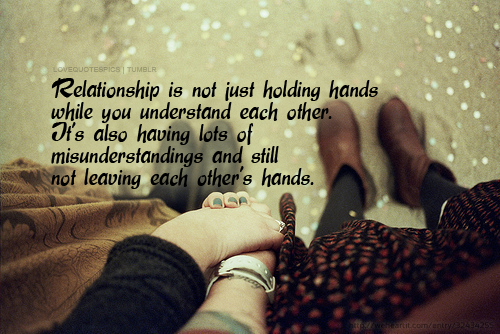 Relationship is not just holding hands while you understand each other