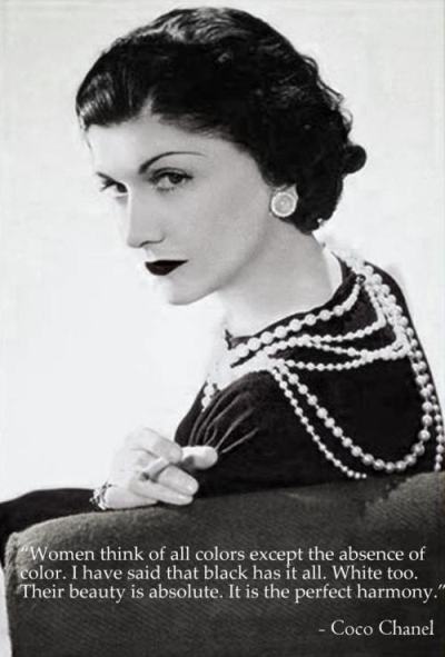 Coco Chanel Quote: Women think of all colors except the absence of